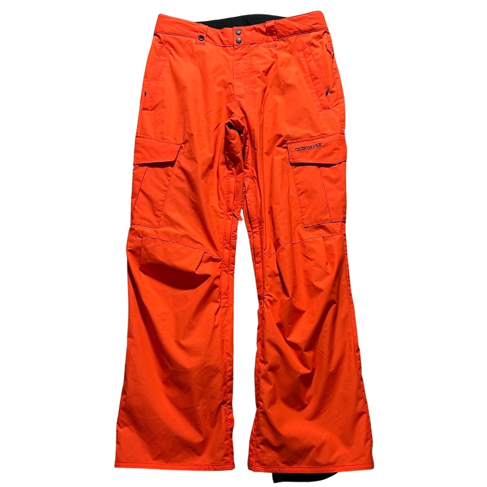Quiksilver Snow Pants Mens L Orange Dry Flight 10K Waterproof Cargo Ski Pants